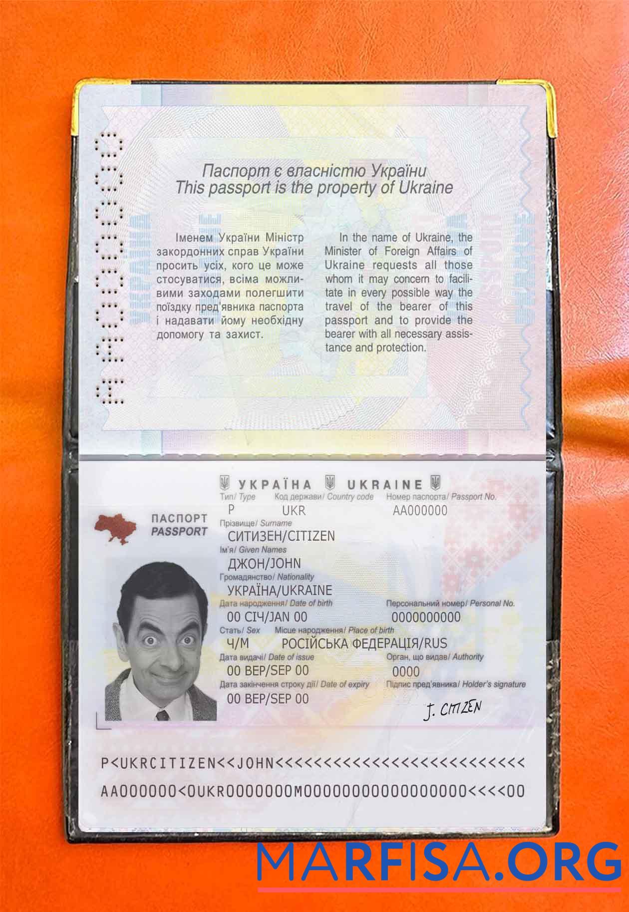 Downloadable Ukraine passport photo look real example